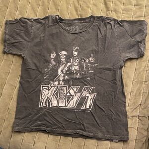 Kiss Kids Black Graphic Tee with Band Portrait